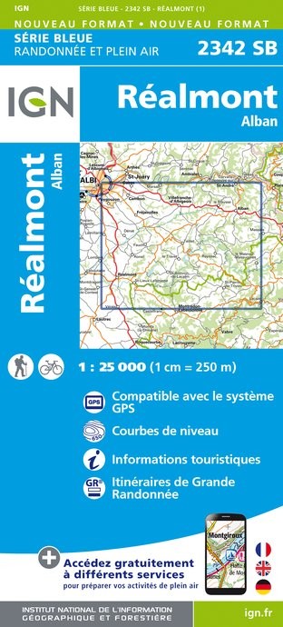 Carte randonnée Réalmont / Alban | série Bleue IGN