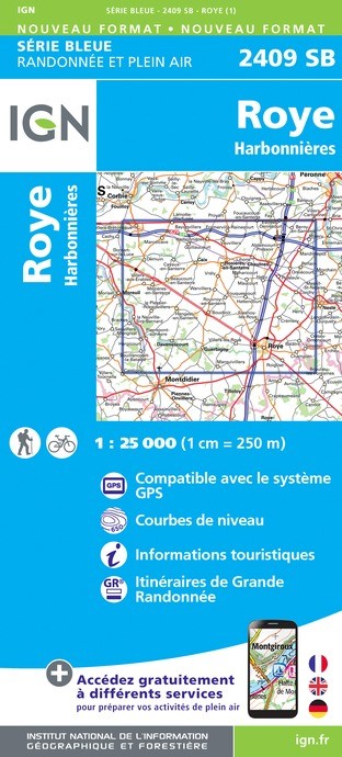 Carte randonnée Roye/Harbonnières | série Bleue IGN