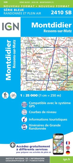 Carte randonnée Montdidier.Ressons-sur-Matz | série Bleue IGN