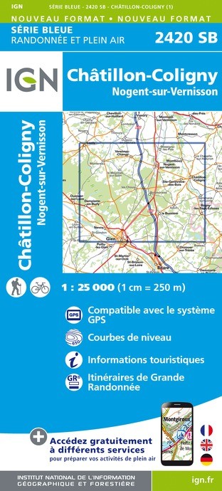 Carte randonnée Châtillon-Coligny/Nogent-en Vernisson | série Bleue IGN