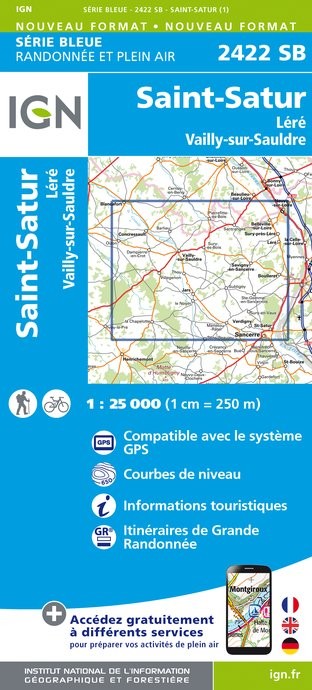 Carte randonnée Saint-Satur/Lère/Vailly sur Sauldre | série Bleue IGN