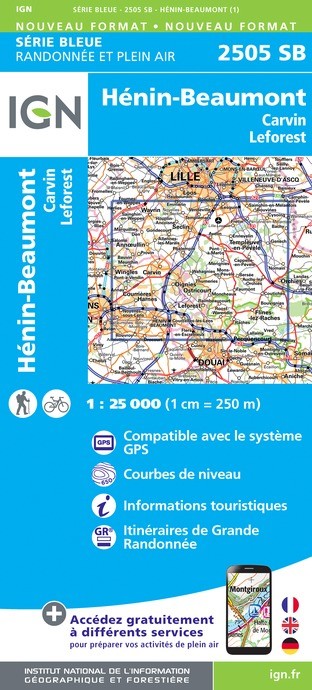 Carte randonnée Hénin-Beaumont.Carvin.Leforest | série Bleue IGN