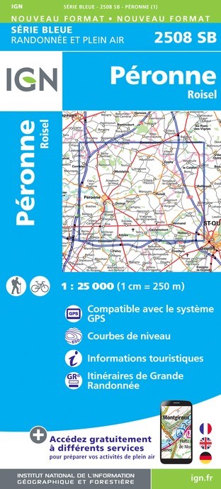 Carte randonnée Péronne/Roisel | série Bleue IGN