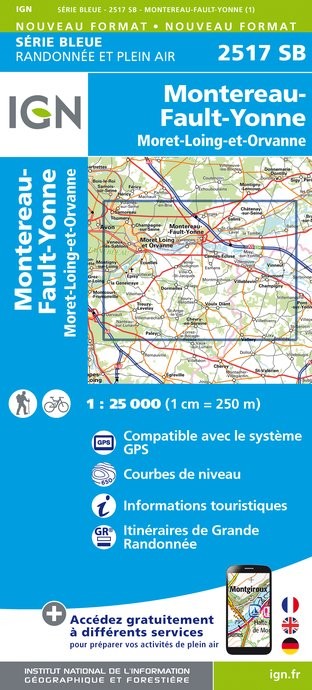 Carte randonnée Montereau-Fault-Yonne/Moret-sur-Loing | série Bleue IGN