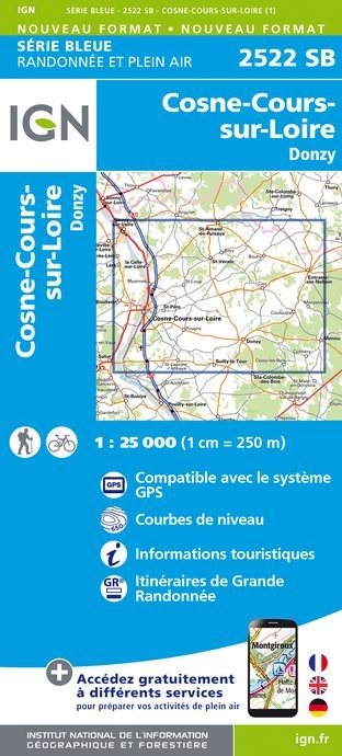 Carte randonnée Cosne Cours-sur-Loire/Donzy | série Bleue IGN