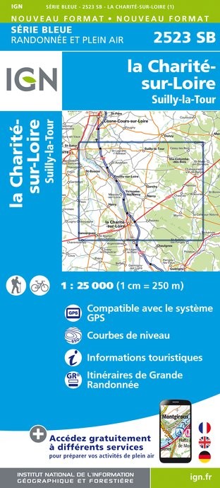 Carte randonnée La Charité sur Loire/Suilly la Tour | série Bleue IGN