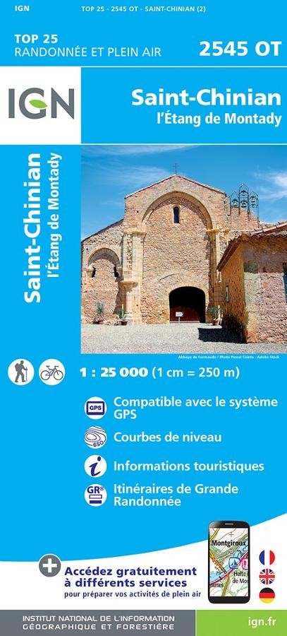 Carte IGN saint chinian etand de montady 2545OT série Top 25