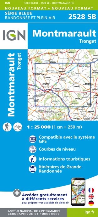 Carte randonnée Montmarault/Tronget | série Bleue IGN