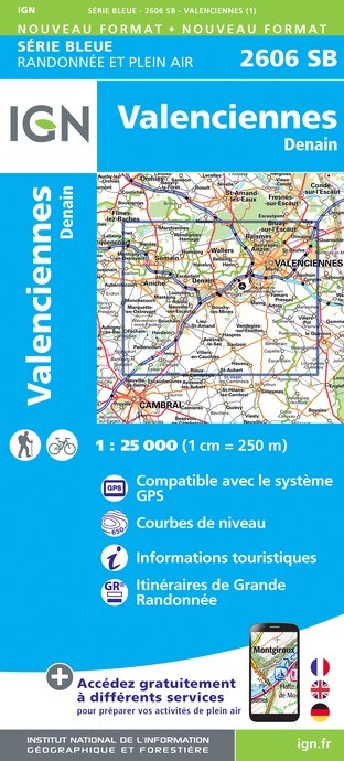 Carte randonnée Valenciennes.Denain  | série Bleue IGN