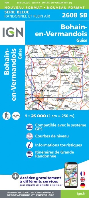 Carte randonnée Bohain-en-Vermandois.Villers-Outréaux | série Bleue IGN