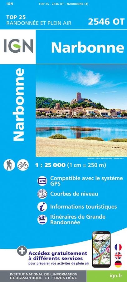 Carte IGN narbonne 2546OT série Top 25