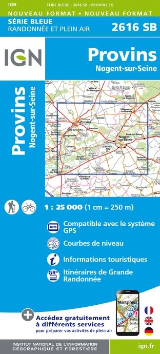 Carte randonnée Provins/Nogent sur Seine | série Bleue IGN