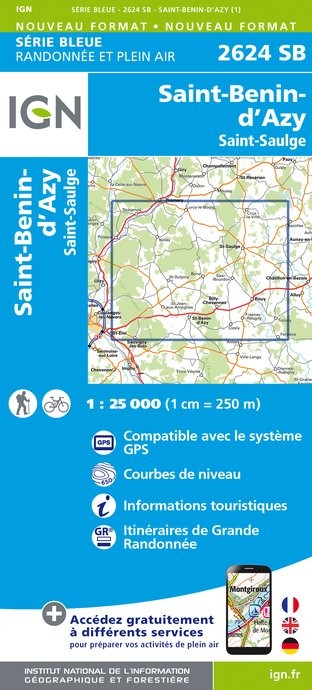 Carte randonnée Saint-Benin-d'Azy/Saint Saulge | série Bleue IGN