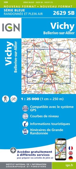 Carte randonnée Vichy/Bellerive sur Allier | série Bleue IGN