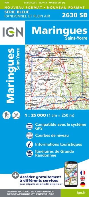 Carte randonnée Maringues/Saint-Yorre | série Bleue IGN