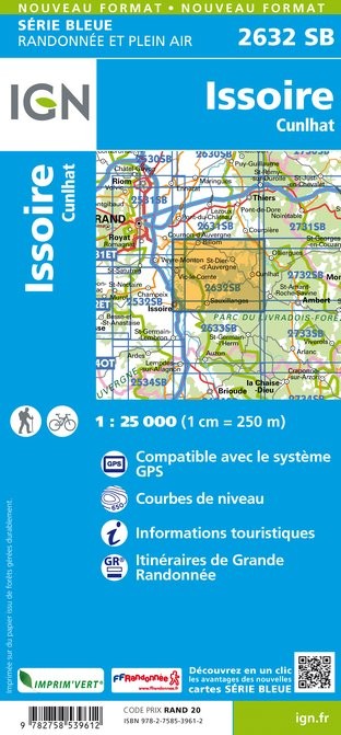 Carte randonnée Issoire/Cunlhat | série Bleue IGN