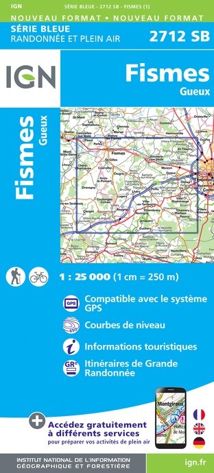 Carte randonnée Fismes.Gueux | série Bleue IGN