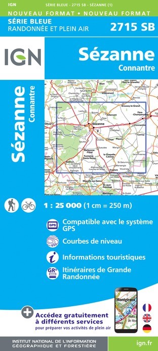 Carte randonnée Sézanne/Connantre | série Bleue IGN