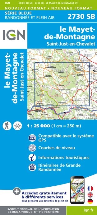 Carte randonnée Le Mayet de Montagne/Saint-Just-en-Chevalet | série Bleue IGN