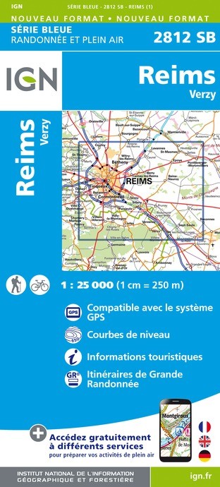 Carte randonnée Reims.Verzy  | série Bleue IGN