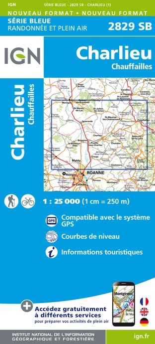 Carte randonnée Charlieu/Chauffailles | série Bleue IGN