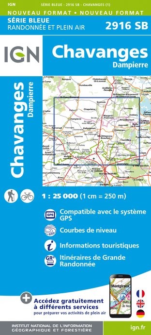 Carte randonnée Chavanges - Dampierre | série Bleue IGN