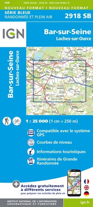 Carte randonnée Bar-sur-Seine/Loches-sur-Ource | série Bleue IGN