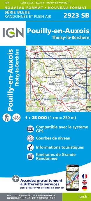 Carte randonnée Pouilly en Auxois/Thoisy la Berchère | série Bleue IGN