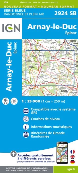 Carte randonnée Arnay le Duc/Epinac | série Bleue IGN