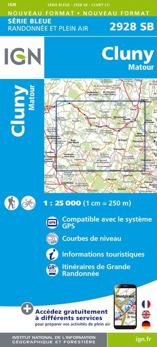 Carte randonnée Cluny/Matour | série Bleue IGN