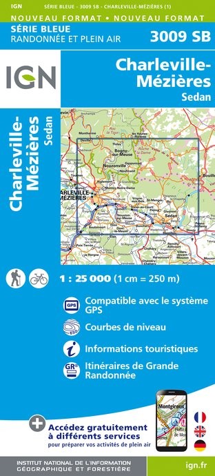 Carte randonnée Charleville Mézières/Sedan | série Bleue IGN