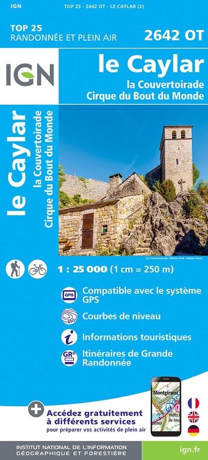 Carte IGN le caylar la couvertoirade 2642OT série Top 25