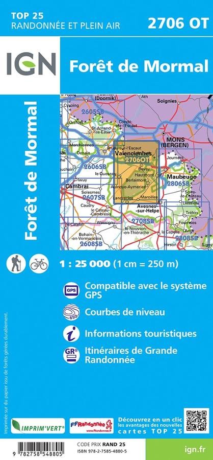 Carte IGN foret de mormal 2706OT série Top 25