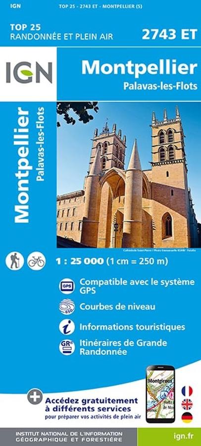 Carte IGN montpellier palavas les flots 2743ET série Top 25