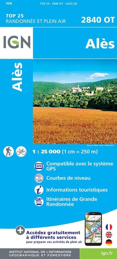 Carte IGN ales 2840OT série Top 25