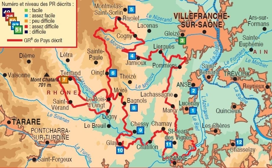 Tour du Beaujolais des Pierres Dorées | Topoguide FFRP