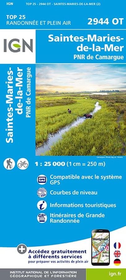 Carte IGN Saintes-Maries-de-la-Mer Camargue 2944OT série Top 25