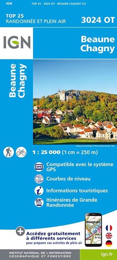 Carte IGN Beaune Chagny 3024OT série Top 25