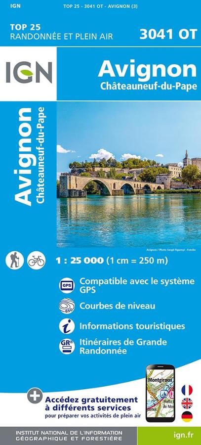 Carte IGN avignon chateuneuf du pape 3041OT série Top 25