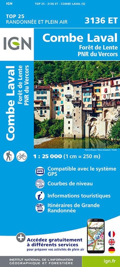 Carte IGN combe laval 3136ET série Top 25