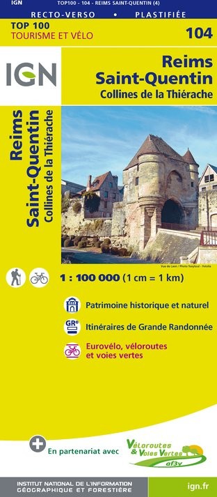 Carte Ign N° 104 Reims Saint-Quentin - Collines De La Thiérache