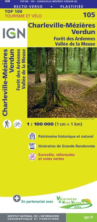 Carte Ign N° 105 Charleville-Mézières Verdun - Fôret Des Ardennes  Vallée De La Meuse