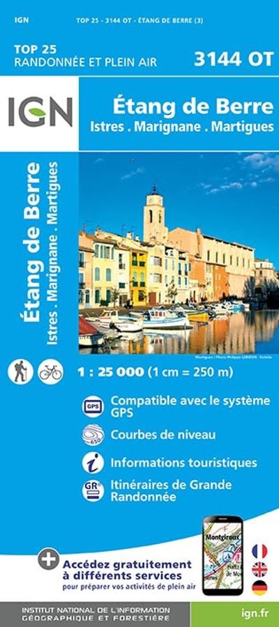 Carte IGN etang berre istres marignane martigues 3144OT série Top 25