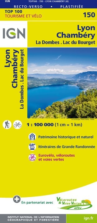 Carte Ign N° 150 Lyon Chambéry - La Dombes   Lac Du Bourget