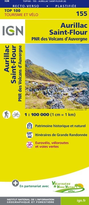 Carte Ign N° 155 Aurillac Saint-Flour - Pnr Des Volcans D'Auvergne