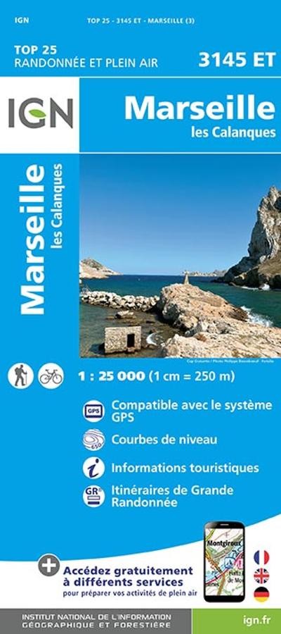 Carte IGN marseille les calanques 3145ET série Top 25