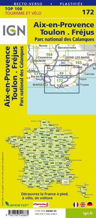 Carte Ign N° 172  Aix-En-Provence Toulon Fréjus - Pn Des Calanques