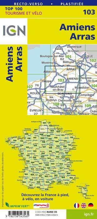 Carte Ign N° 103 Amiens Arras