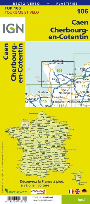 Carte Ign N° 106 Caen Cherbourg-En-Cotentin