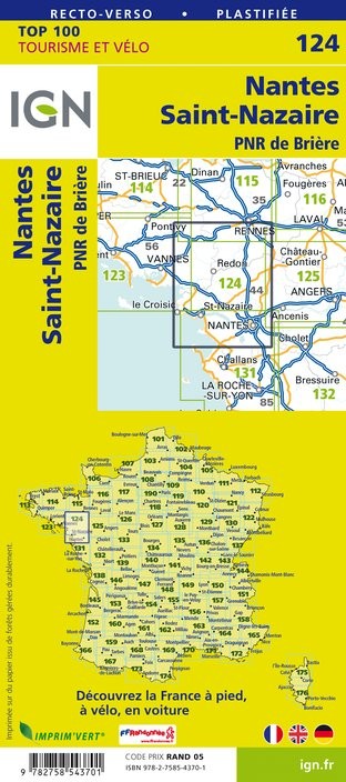 Carte Ign N° 124 Nantes Saint-Nazaire - Pnr De Brière